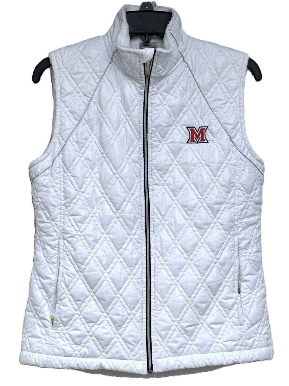 Levelwear Miami RedHawks Quilted Vest M Women White Fleece Golf Gameday PO15905